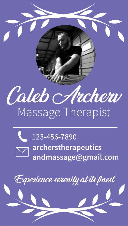 a card for Caleb Archer Massage Therapist